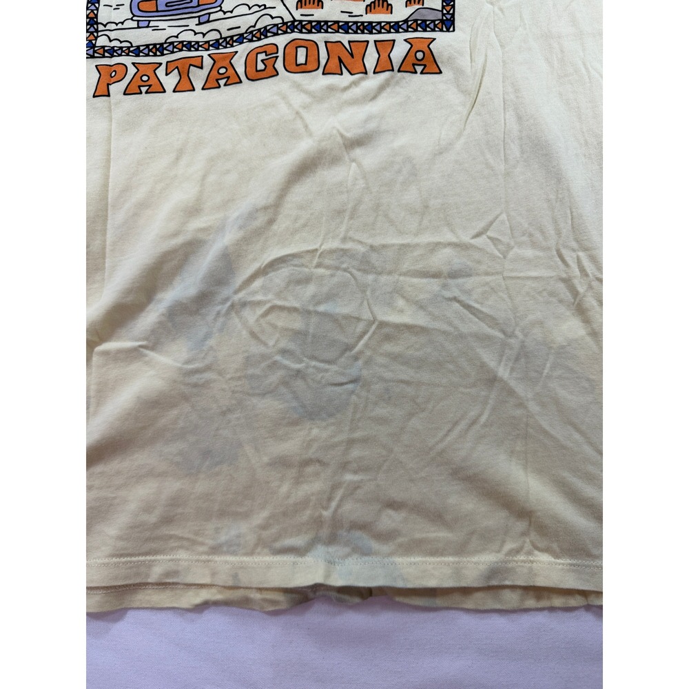 Patagonia Organic Cotton Graphic T Shirt Men's Large Yellow Road Trip Logo Tee - Picture 8 of 8